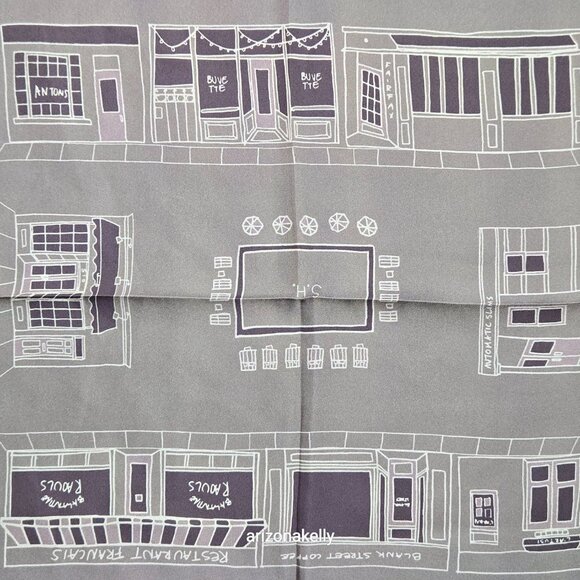 NWOT Silk Scarf Hand Rolled New York City Greenwich Village Manhattan Landmarks - Picture 5 of 13